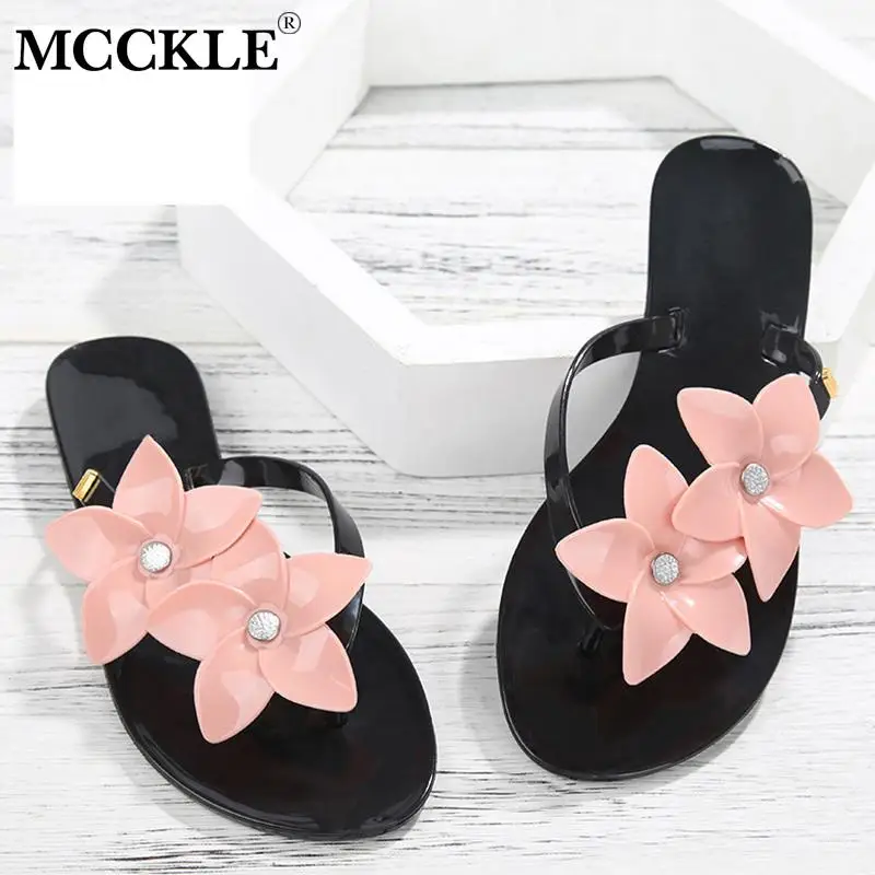

MCCKLE Women Slippers Non-slip Summer Flower Slides Light Rubber Flip Flops Female Beach Shoes Comfort Ladies Flats Casual Shoes