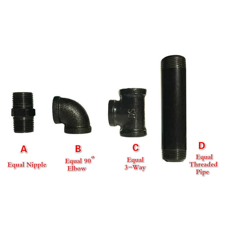 4" PNEUMATIC 1/4" 1/2" 3/4" 1" 2" BLACK MALLEABLE IRON PIPE FITTINGS BSP 1/8" 