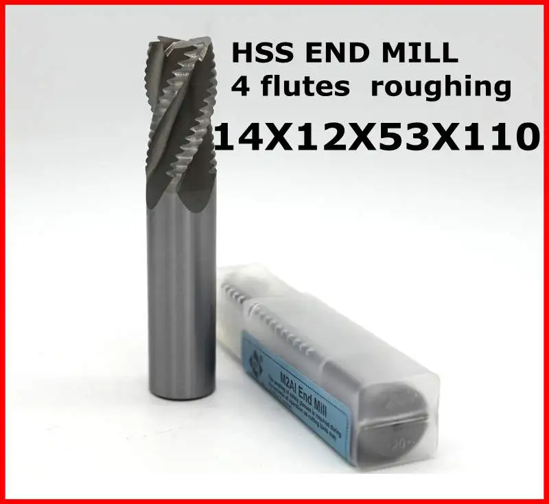 

diameter 14mm overlength:110mm 4 flutes roughing HSS end mill for CNC milling machine tool mills cutter