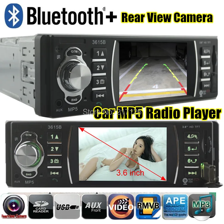  NEW 3.6 inch TFT screen Support Rear Camera Car radio bluetooth player car audio Stereo MP5 movie MP4 12V Video FM USB/SD/MMC 