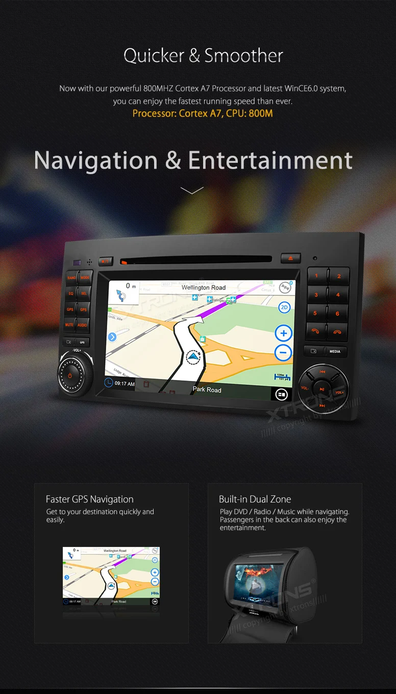 Perfect XTRONS 7 inch 2 Din Radio Car DVD Player CANbus GPS Navigation for Mercedes Benz B-Class W245 2005-2011/A-Class W169 2004-2012 9