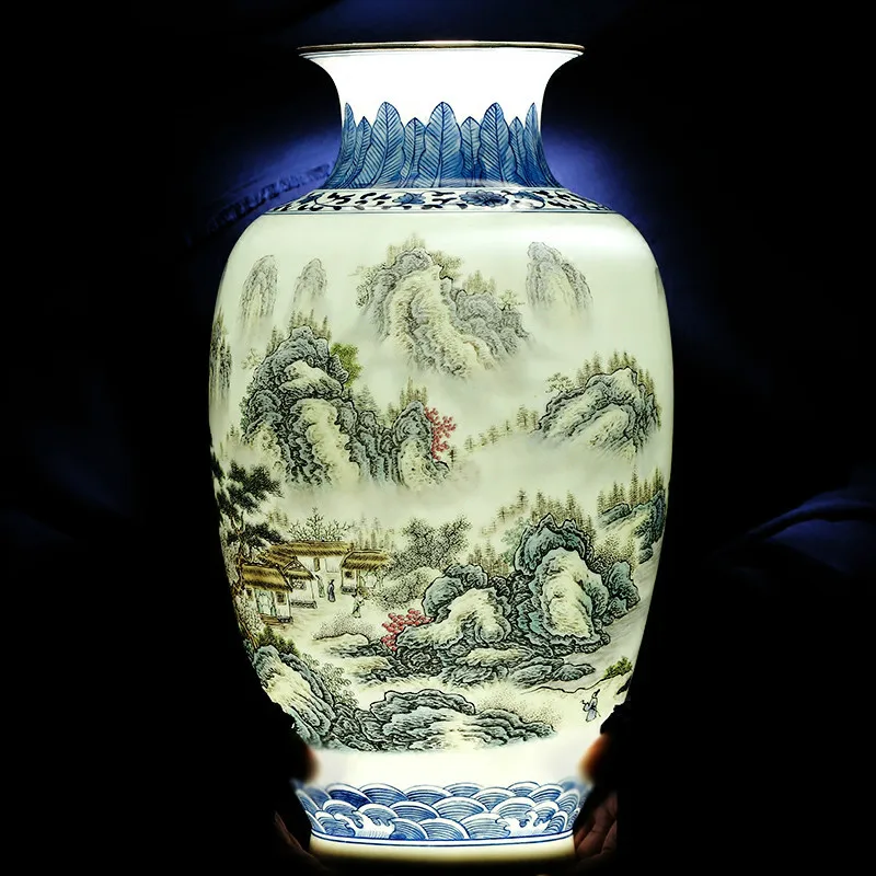 

Jingdezhen ceramics antique blue and white porcelain vase flower roomChinese living room handicrafts, ornaments and decorations