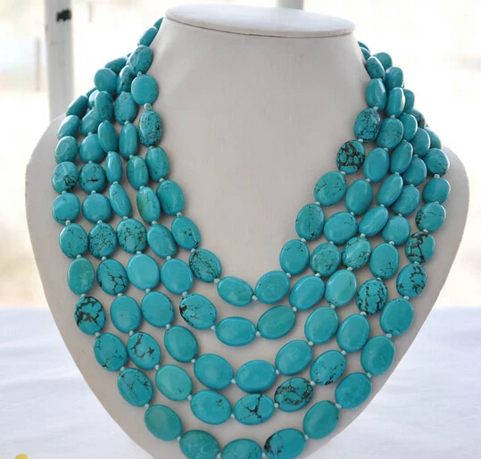 

ddh002927 100inch 13x16mm ellipse green turquoise bead NECKLACE
