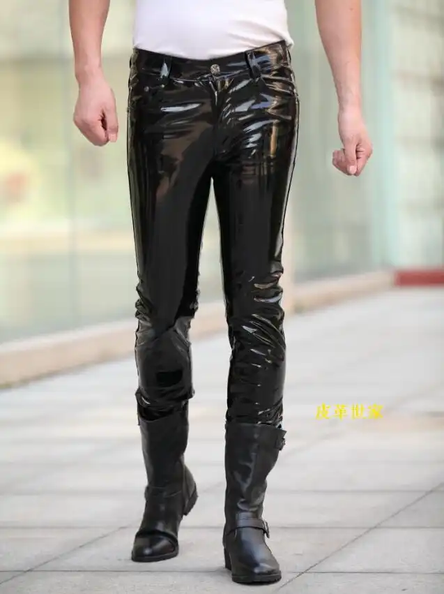 Shiny leather pants mens Clearance