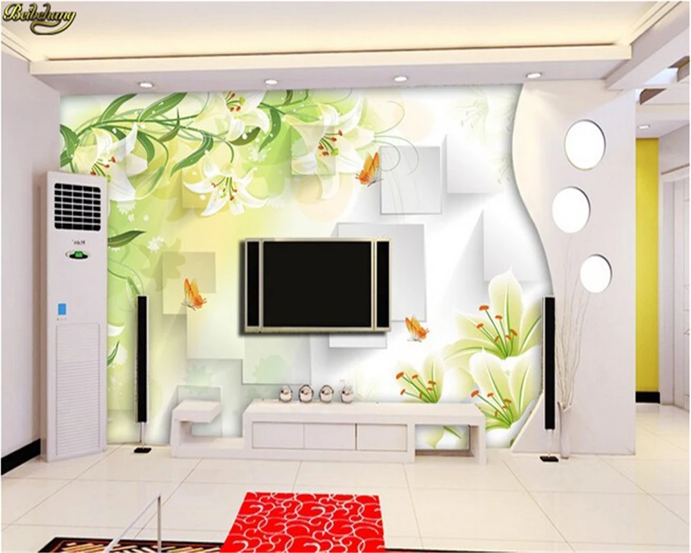 Lily Flowers Tv background wall paper non-woven 3d wallpaper seamless mural Customize any size murals  photo wallpaper roll