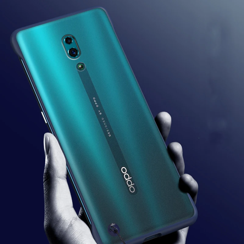 

Luxury Metal Finger Ring Holder Borderless Frosted Silicone Hard Case for OPPO Reno 6.4' Reno 10X Zoom 6.6' Cover Shell