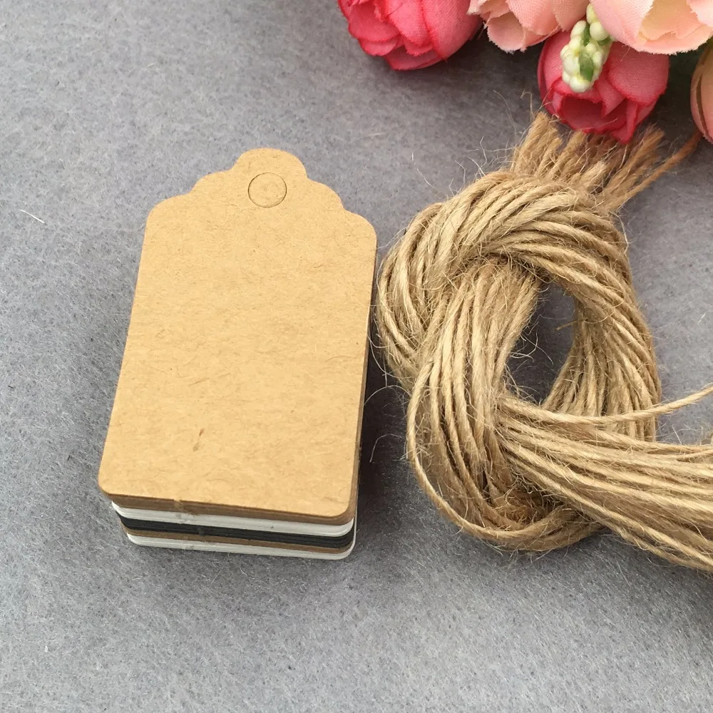 200pcs 5x3cm Kraft Gift Tags+200pcs Strings Blank DIY Handmade Gift ...