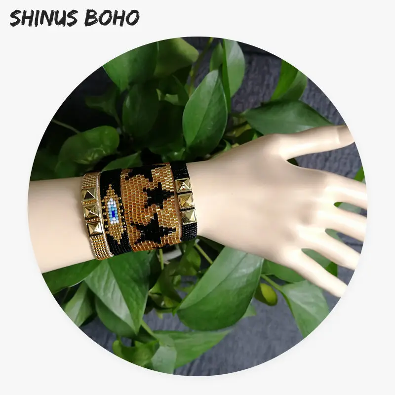 

SHINUSBOHO Gold Rivet Jewelry Delicas Bead Friendship Bracelets for Women Star pulseras MIYUKI Eye Bracelets bileklik