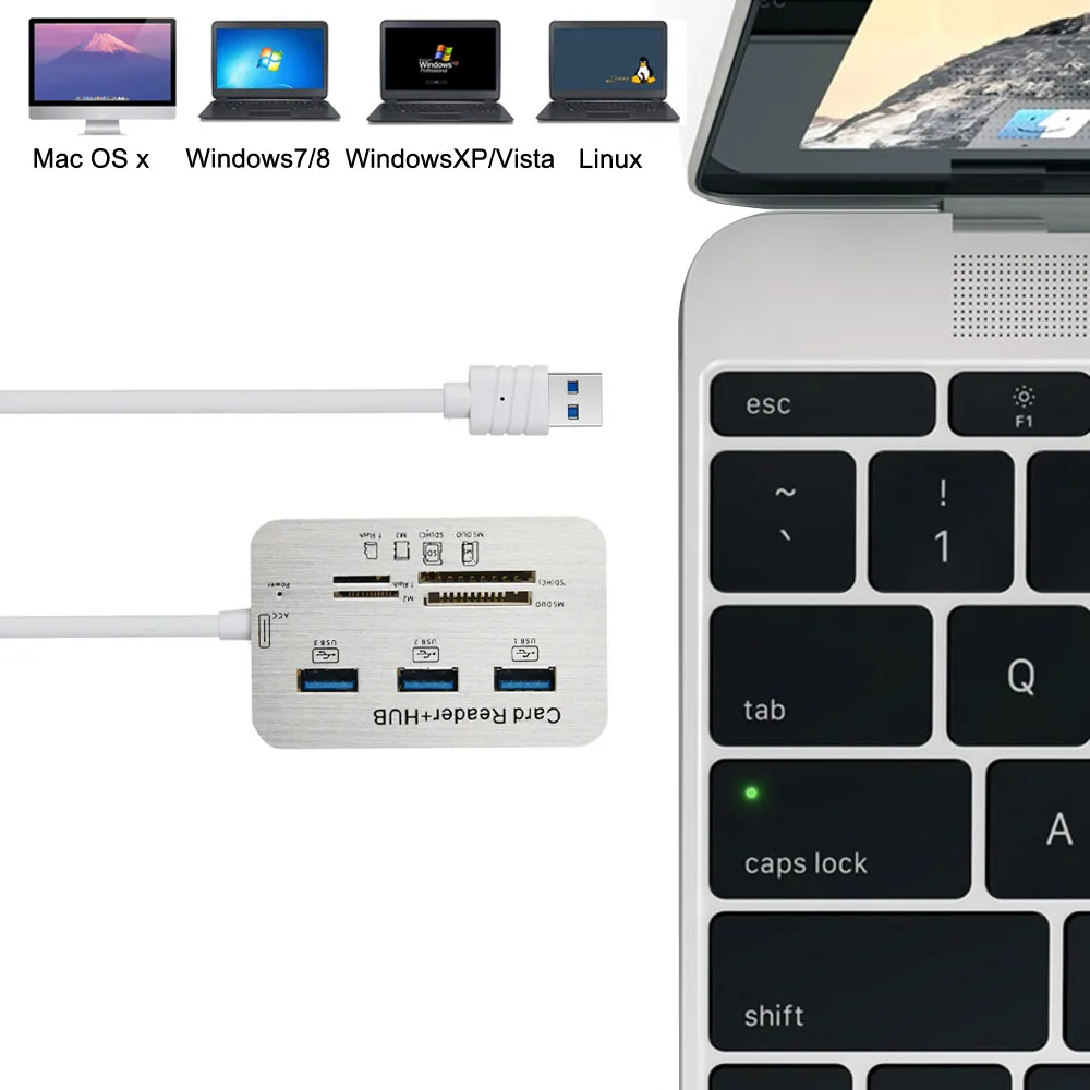 CARPRIE Usb Hub 3,1 высокое качество 3 алюминиевый порт USB 3,1 концентратор с MS SD M2 TF Multi-In-1 кард-ридер портативный usb-концентратор 3 Порты и разъёмы #42