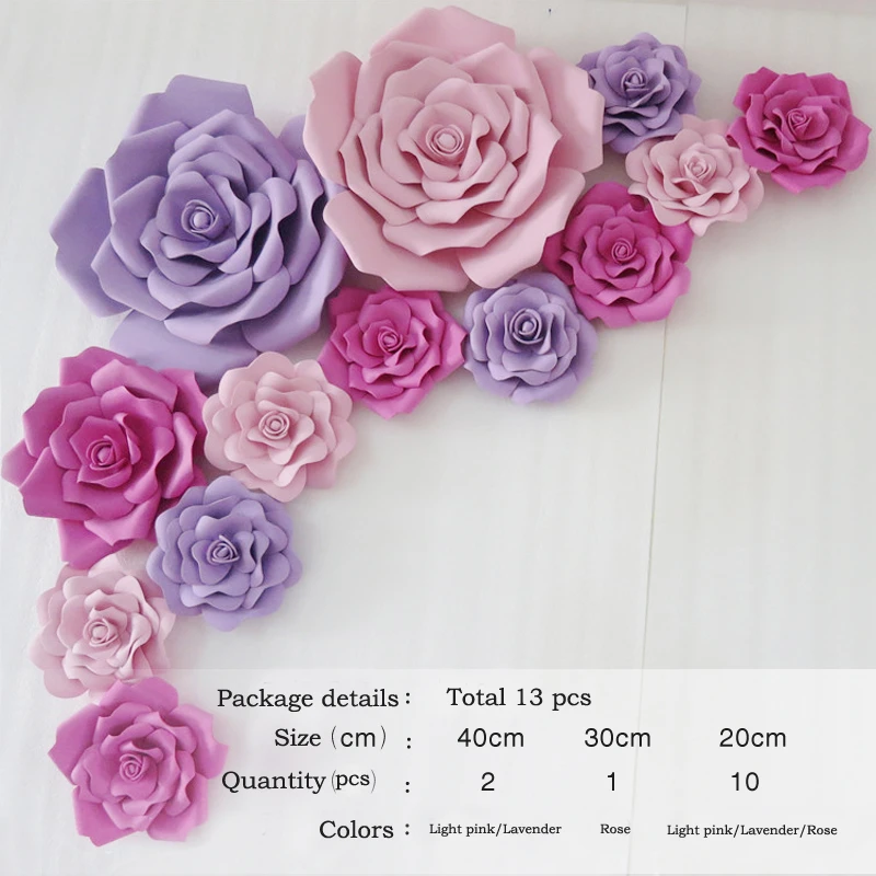 Flor de espuma de papel gigante, gran flor de papel para decoración de  fondo de pared de fiesta de boda, 13 Uds.|Flores artificiales y secas| -  AliExpress