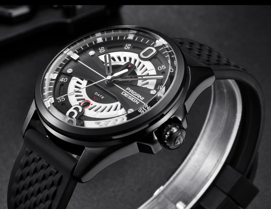 Роскошный бренд PAGANI Дизайн Новые мужские часы модные силиконовый ремешок водонепроницаемые кварцевые часы Черное золото Reloj Hombre дропшиппинг