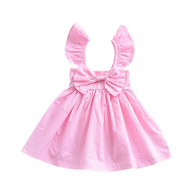 

Cute Baby Girls Dress Summer Cute Big Bowknot Sleeveless Wedding Vintage Party Princess Dress For Girls High Quality