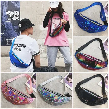 

2019 New Unisex Waist Fanny Pack Belt Bag Travel Hip Bum Bag Small Purse Chest Pouches PU Leather Laser Package