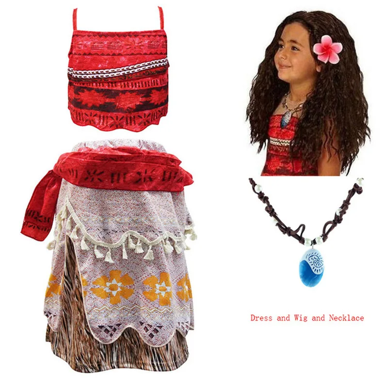 

New Moana Girl Dress Moana Princess Dress Children's Party Cosplay Costume & Wig Children's Clothing Vaiana Clothes