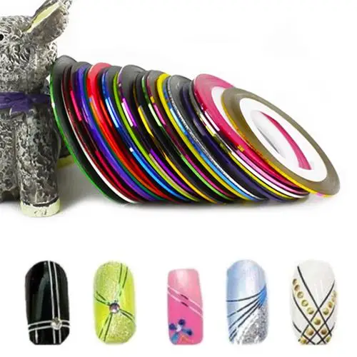 

New 30 Pcs Mixed Color Roll Striping Tape Line Strips Decor Tools DIY Nail Art Tips Decoration Sticker Decoration Beauty