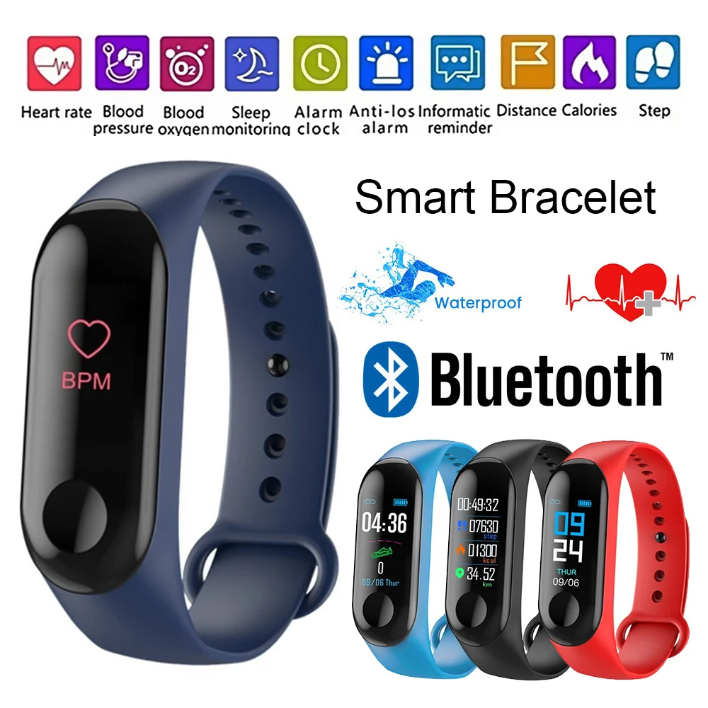

Fitness Bracelet Blood Pressure Outdoor IPS Screen Heart Rate Waterproof Smart M3 Wristbands Fitness Tracker Smart Bracelet
