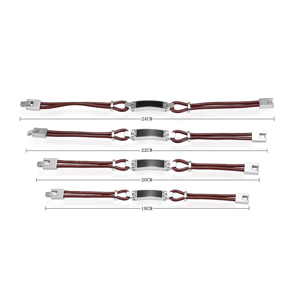

X0530-2 Newest Brown Color Genuine Leather Bracelet Hold Ashes Memorial Keepsake Men Women Cremation Bangle - 18, 20, 22, 24cm
