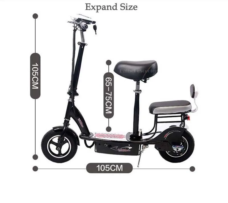 Flash Deal 10 Inch Folding Mini Electric Scooter 2 Wheel Electric Scooters 36V 350W Protable Electric Kick Scooter With Seat For Women Lady 11