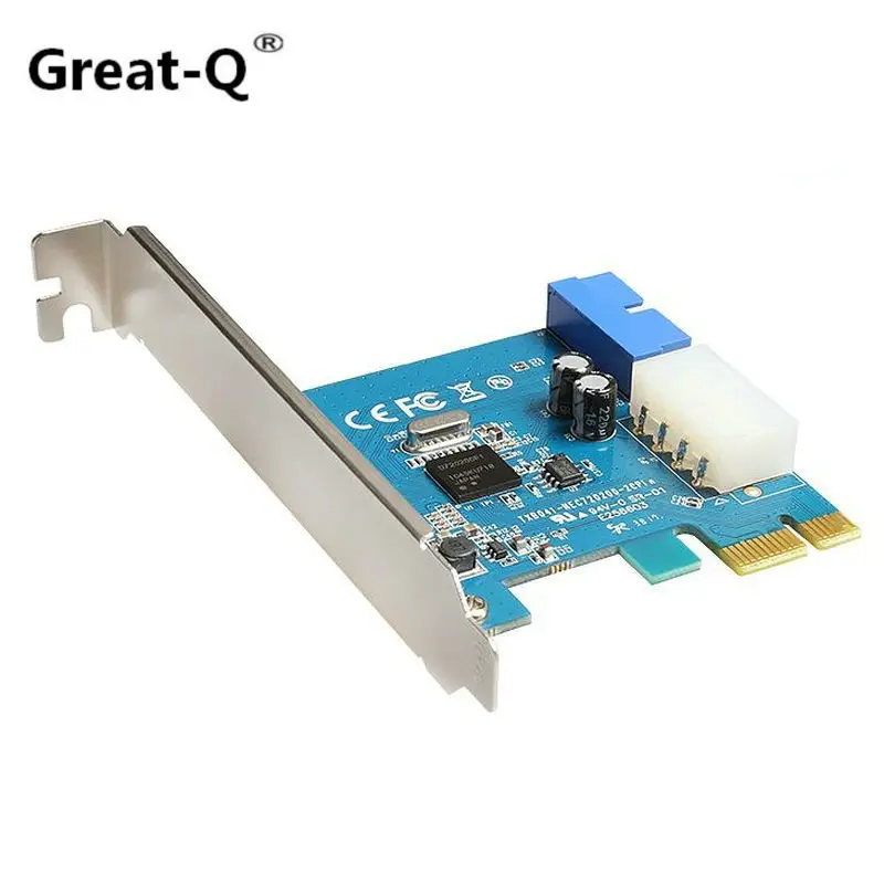 

Great-Q PCI-E Expansion External to Internal 20pin Header PCIe Card 4pin IDE Power Connector NEC720200 Chip with 4p power