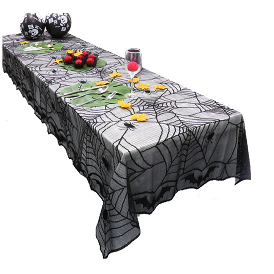 Кружевная Ткань Скатерть бар тематические вечера дом с привидениями Хэллоуин украшения-черный+ белый
