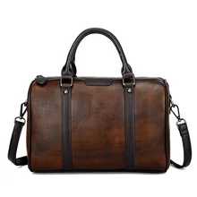 Мужские и женские сумки с короткими ручками, Большая вместительная сумка из натуральной воловьей кожи для путешествий, сумка через плечо