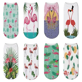 

Fashion 3D Printing Cartoon Flamingo Sock Unisex Stretch Hawaii Socks Gift Womens Sock Slow Cut Ankle Short Socks