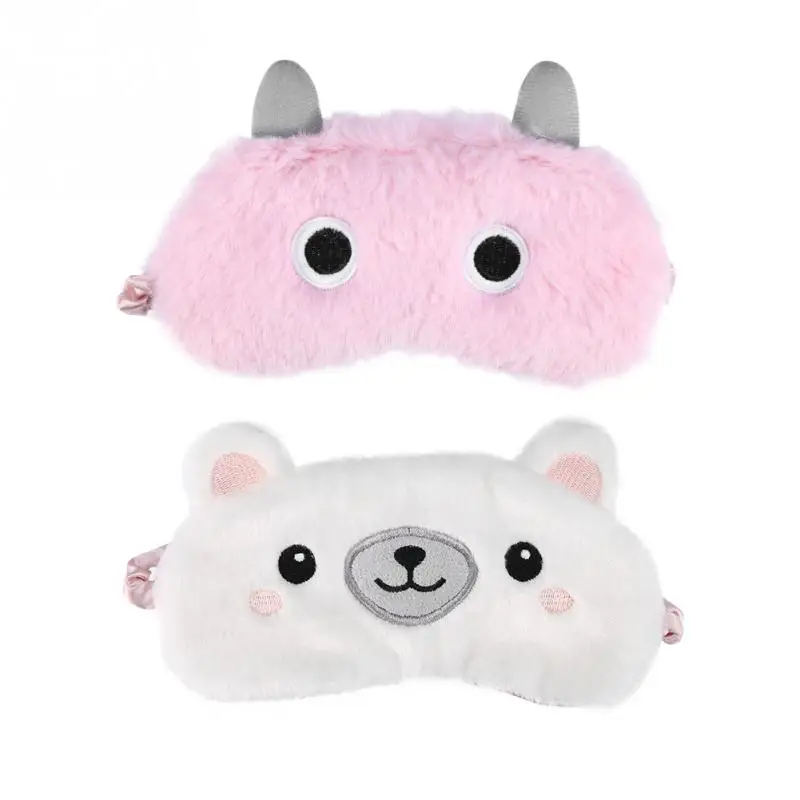 Cute Animal Bear Eye Cover Sleeping Mask Nap Blindfold Cartoon Plush Eye Shade Christmas Winter