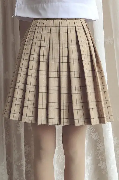 skirt Высокая wast Синяя Клетчатая плиссированная юбка для женщин Kawaii Harajuku Японская Униформа Высокая талия для школьниц милые юбки шикарный стиль JKG1019 - Цвет: skirt