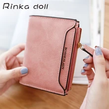 Rinka doll Simple Designer Slim Women Short Wallet Hasp Zipper PU Leather Coin Purses Purse Mini Clutch Womens Wallets #Q340