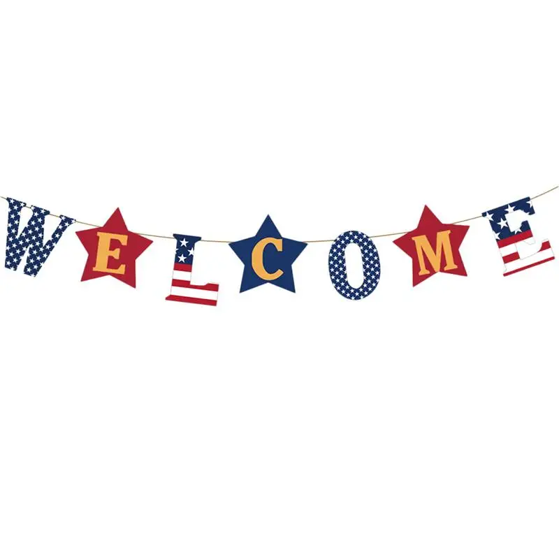 

1 Pc Banner American Independence Day Delicate Welcome Garland Party Bunting Photo Prop Sign for Party Independence Day Carnival