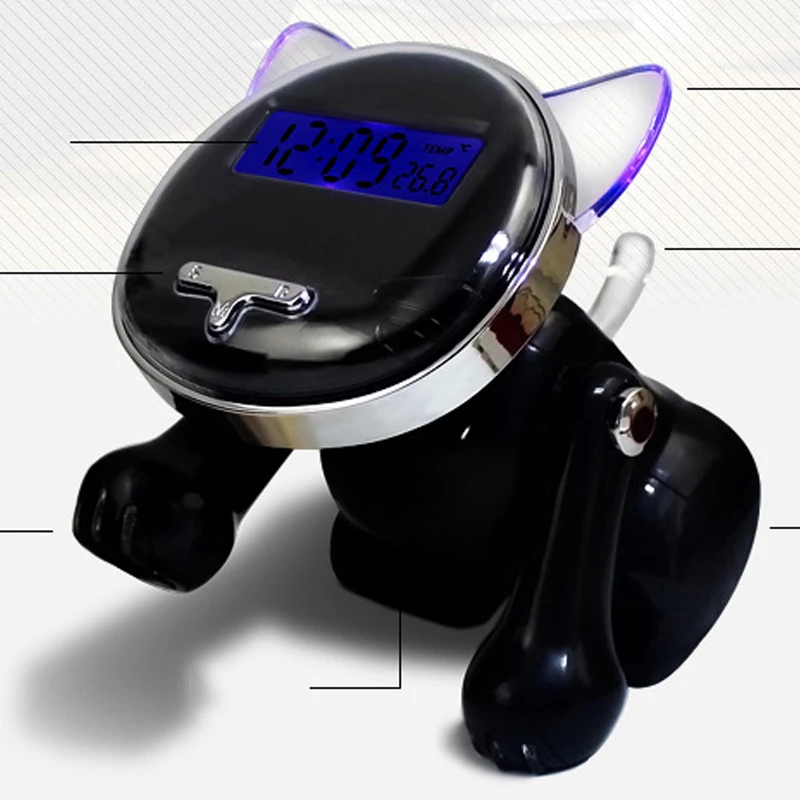Online 12 24 horas Despertadores inteligentes digitales para dormitorios con batería de respaldo, reloj de escritorio con voz de gato lindo para niños para ciegos