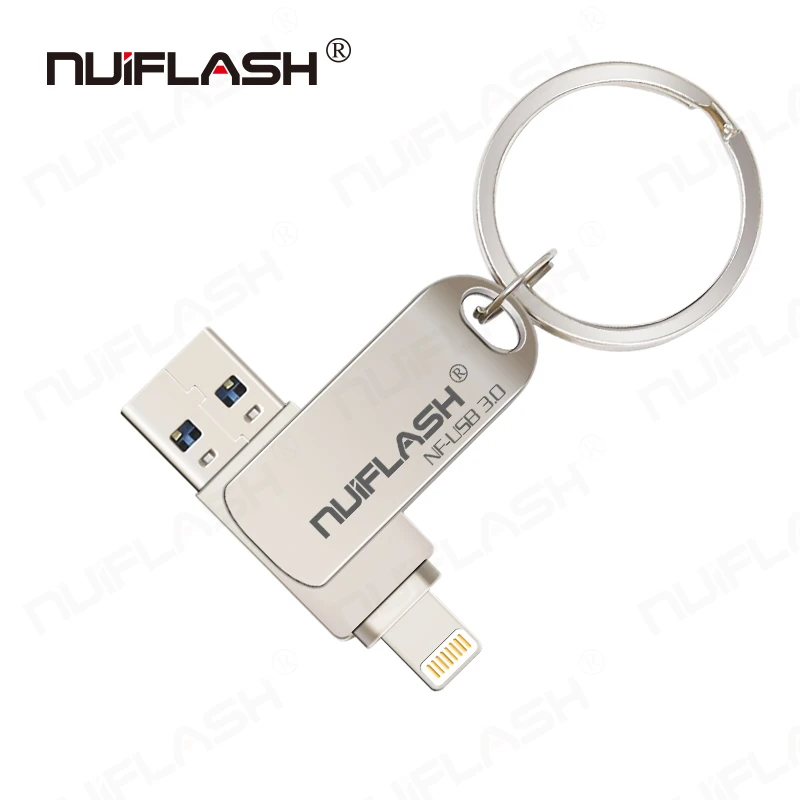 Nuiflash металлический флэш-накопитель USB 128 ГБ портативный флэш-накопитель 32 Гб 64 Гб Usb 3,0 флэш-накопитель для iPhone X/8 Plus/8 Plus/7 Plus USB флеш-накопитель