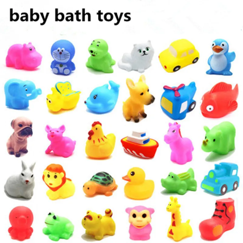 

Retail 1 pcs Random Lovely Mixed Colorful Soft Rubber Float Squeeze Sound Squeaky Mini Bathing Toy Toy Figures Doll For Baby