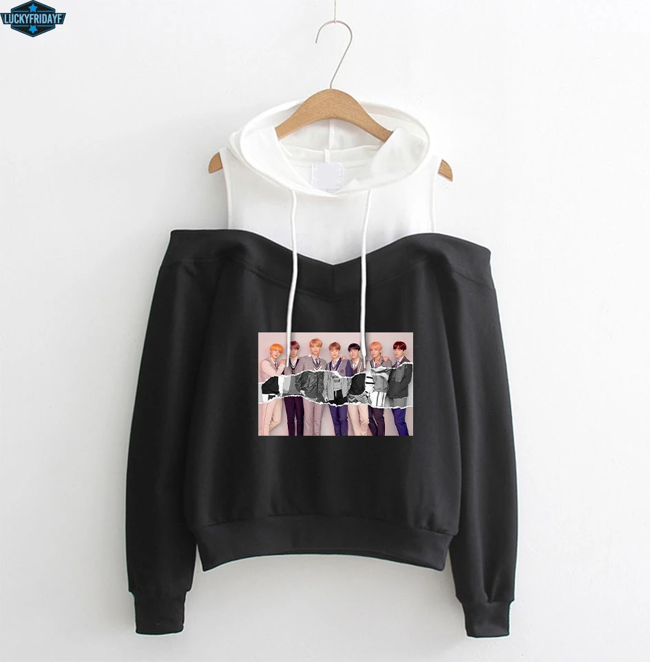 Ar LUCKYFRIDAYF TJ Love Yourself Dew Shoulder толстовка с капюшоном K pop эксклюзивные маленькие