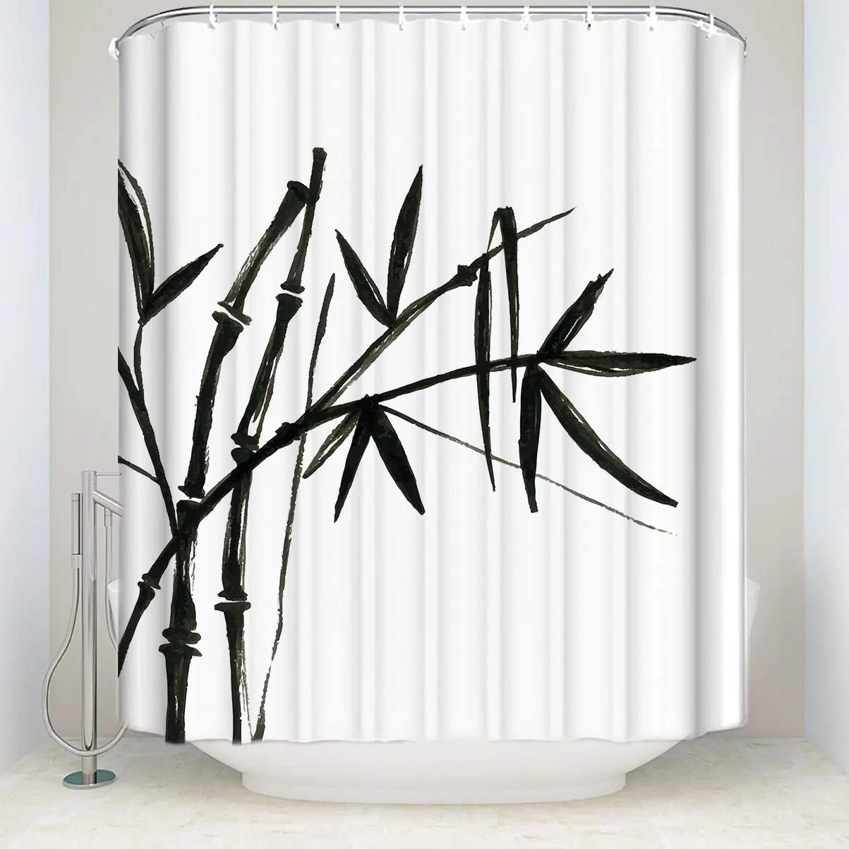 Mildew Resistant Shower Curtain Fabric Bamboo Design 100 Polyester