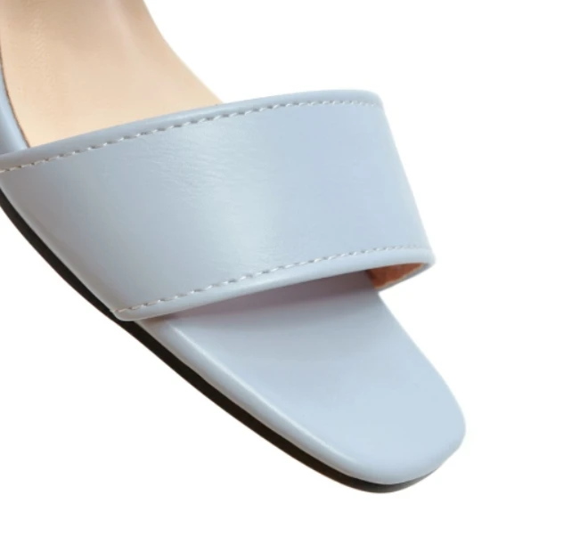 Women Sandals Plus Size 34-43 New Fashion Square High Heel Office Lady Pumps Woman Shoes Summer Student Casual Sandal Blue Pink (9)