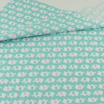 

Teramila Fabrics Green Elephant Cotton Fabric Sewing Cloth Craft Tecido Patchwork Bedding Decor Tissue Quilting Home Textile