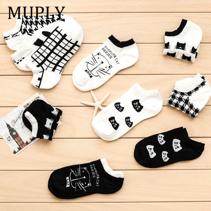 

CAT summer comfortable cotton bamboo fiber girl women's socks ankle low female invisible color girl boy hosier 1pair=2pcs