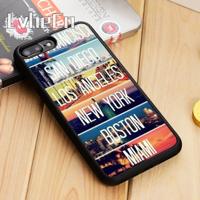 LvheCn Нью Йорк Лос Анджелес чехол для телефона iPhone 5 6 s 7 8 plus 11 12 Pro X XR XS Max Samsung GalaxyS6 S7