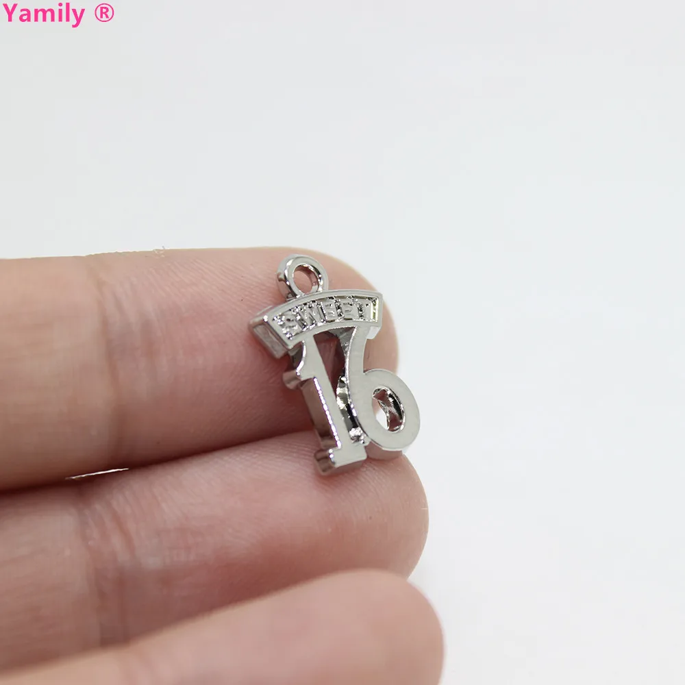 

15pcs--16x12mm Sweet 16 Charms Antique silver tone Sweet 16 Charms pendant for diy Jewelry findings pj2954