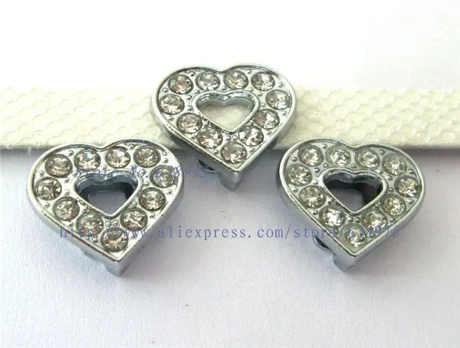 

50pcs heart DIY Accessories slide Charms Internal Dia8mm