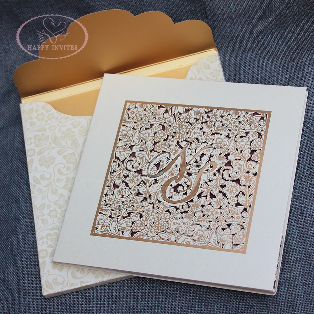 HI3025 - 17 Custom Luxury Wedding Invitation Cards in Laser Cut Design Made in China
