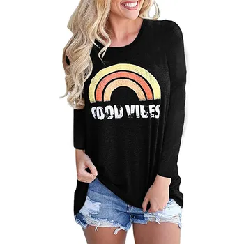 

MG 2018 Autumn Hoodies Women Sweatshirt Casual Long Sleeve Sweatshirts O Neck Rainbow Print Pullover Loose Ladies Tops Tee Shirt