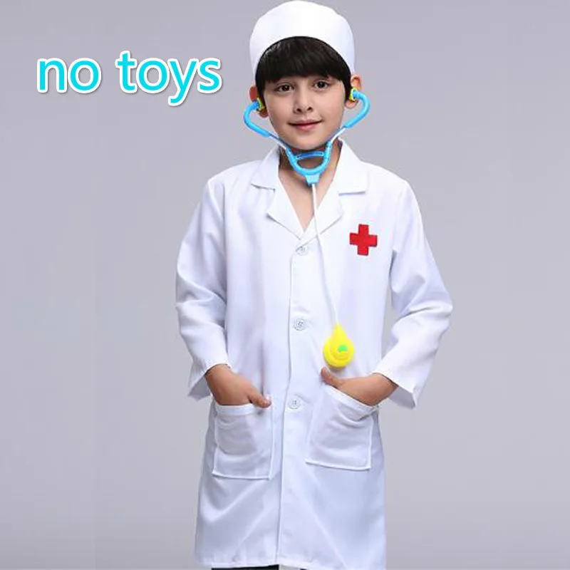 Хлопковая детская одежда; маскарадная Одежда для маленьких мальчиков; маскарадная куртка врача для маленьких девочек; Костюмы для ролевых игр; комплект одежды для детей - Цвет: long doctor no toys