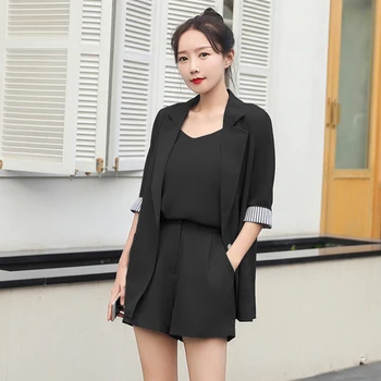 

Fashion 3 Piece Set Women Ol Goddess Conjunto Feminino Year-old Female Costume Ensemble Femme Survetement Women's Summer Suit