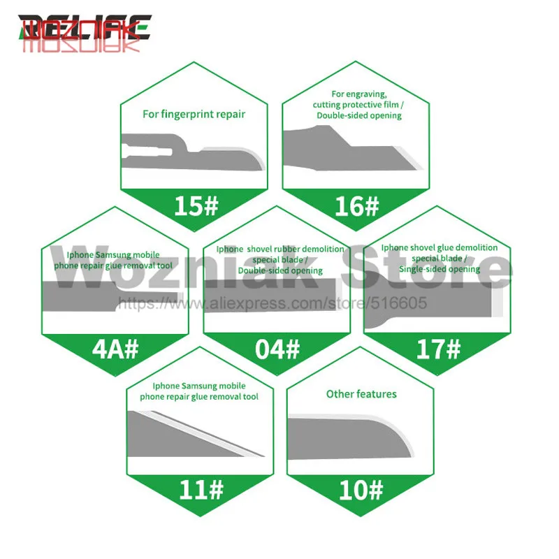 RELIFE RL-101B 8-в-1 Набор ножей для мобильного телефона материнская плата BGA PCB микросхема ремонт или следы скребок с лопаткой