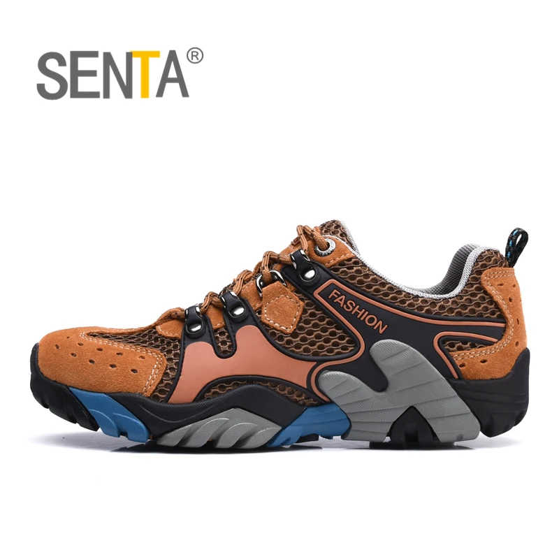 SENTA Men Outdoor Adventure Hiking Shoes For Mountaineer Hunter Anti Collision Waterproof Trail Climbing Mountain Sport Sneakers