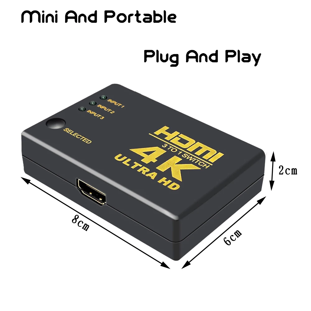 HDMI переключатель 3 порта 4K * 2K распределитель коробка Ультра HD для DVD HDTV Xbox PS3 PS4| |
