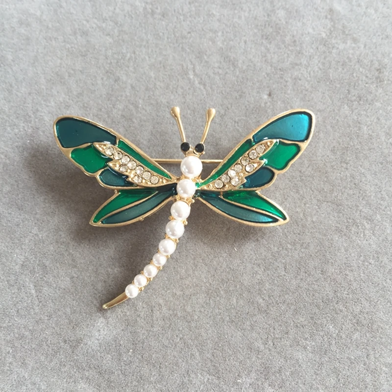 Новая эмалированная брошь в виде стрекозы с жемчугом|dragonfly brooch|enamel broochpearl brooch |