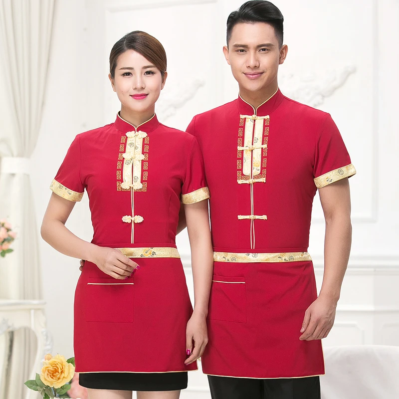 2019 Новая китайская униформа для ресторанов униформы для официанток официант кафе Униформа с топом фаст Рабочая одежда
